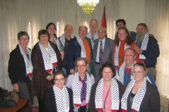 An American group meets with Victor Batarseh, mayor of Bethlehem.
