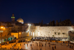Western Wall and Dome of Rock at night